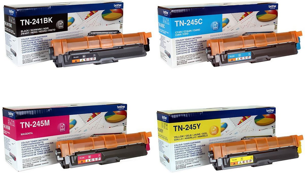 Brother TN-241 | TN-245 Rainbowkit (CMYK) TN241BK, TN245C, TN245M, TN245Y